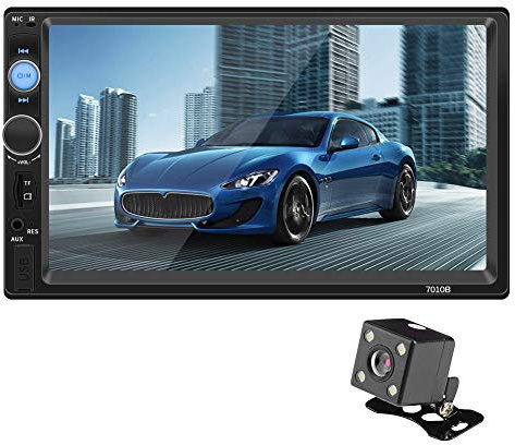 SH-RuiDu 7 2 DIN Auto Multimedia Radio FM DVD CD MP5 Lettore Vivavoce Autoradio Supporto Radio FM AUX USB 2.0 (con telecamera posteriore)