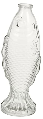 Cabilock Fischförmige Glasvase aus Glas und Holz Einfache Glasflasche zur Aufbewahrung von Parfüm Leicht zu Tragen als Dekoratives Accessoire für Zuhause