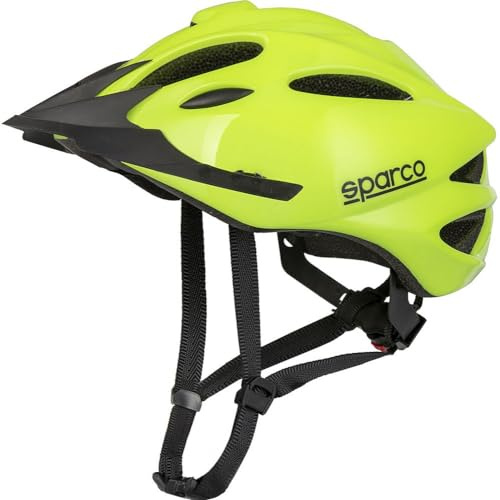 Sparco casco sportivo giallo da bicicletta in PC ed EPS Taglia L con costruzione in stampo e 21 prese d'aria
