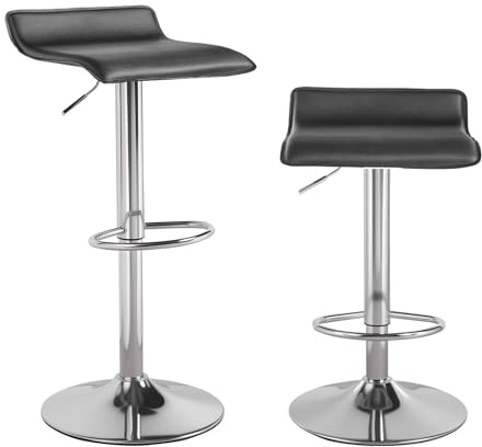 Panana 2er Set Barhocker Barstuhl Tresenhocker für Küche Bar Esszimmer Drehhocker 360° drehbar höhenverstellbar (Schwarz), FBBC83
