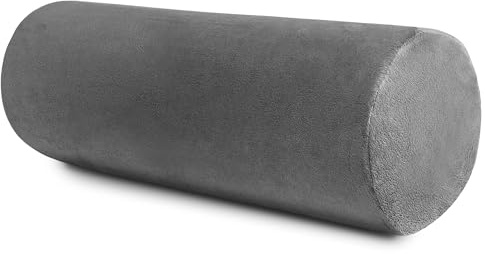 TIENDA EURASIA – Almohada Cervical Descanso, Multiusos, 60x20cm, Terciopelo Poliéster Liso, Cubierta Extraíble con Cremallera, Relleno Espuma de Poliuretano, Transpirable y Lavable (Gris)