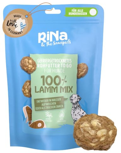 Hundeleckerli Lamm-Mix 110 g - Gefriergetrocknete Snacks aus Lammfleisch, Pansen & Knorpel - Proteinreiche Hundesnacks, getreidefrei & ohne Zusätze - Für Barf, Training & Zahngesundheit - von RiNa