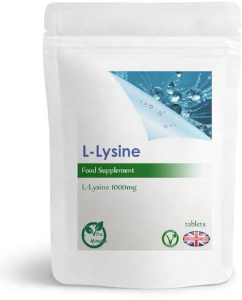 L-Lysine 1000mg Tablets Essential Amino Acid, Cold Sores, Shingles, UK (Pack of 90)