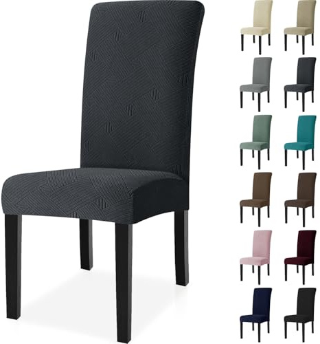 Ystyle Universal Stretch Stuhlhussen 4er Set, Grau | Stuhlbezug Elastisch Abnehmbarer, Hussen Für Stühle Waschbarer, Stuhlbezüge Chair Cover für Hotel Bankett Küche Restaurant