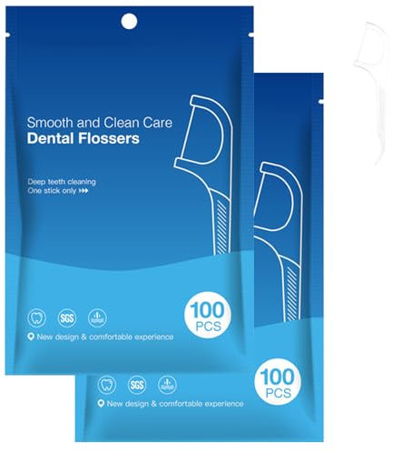 Dental Floss Picks, Lychico 200Pcs Toothpicks Bulk Non Breakable Dental Floss for Adults Teeth Cleaning Floss Sticks Dental for Family Pack Travel