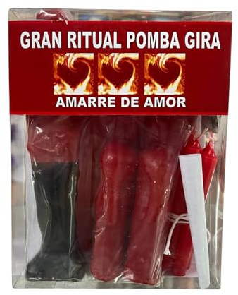 Ritual de Pomba Gira para Amarre de Amor | Rito para Amarrar con Vela de Pomba Gira, Vela de Pareja Unida, 4 Velas Rojas, Semillas, Aceite Litúrgico, Pergamino, Bolsita e Instrucciones con Oración.