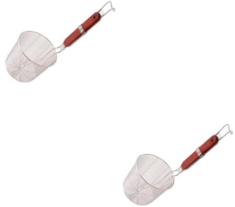 Amosfun 2St Nudelsieb Tagliatelle-Nudeln o Ramen-Sieb Küchensieb Nudelkochsieb drahtgitter wire mesh Drahtsieb pasta strainer Spinne aus Küchengitter Speiseabschäumer Bambus