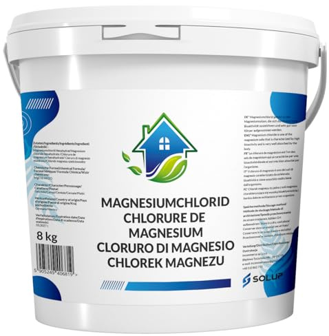SOLUP Chlorure de Magnésium Flakes I Cristaux de Magnésium pour Spa I Sel de Bain Relaxant Hexahydraté I Sels de Bain Naturels (8 Kg)