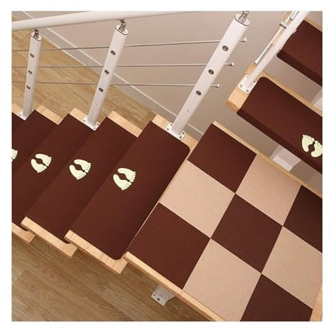 Weiche zottelige Teppiche Treppenstufen Matten Tep 2-teilige Matten for Treppen, rutschfeste Trittfläche, Schutzteppich for den Innenbereich, selbstleuchtende Wiederholungspaste ohne Spuren(90*25*4.5c