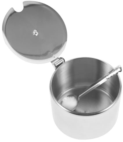 BELLIFFY Salzbehälter Mit Deckel Und Löffel Edelstahl Gewürztopf Für Küchentheke Luftdichter Behälter Für Salz Zucker Gewürze Für Zuhause Oder Camping