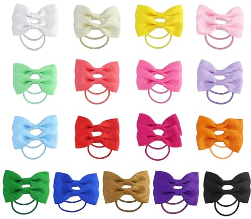 34 stycken fjärilshårband, små hästsvansband, baby-flick-hårband, elastiskt pannband för barn, vän, småbarn presenter (flerfärgad)