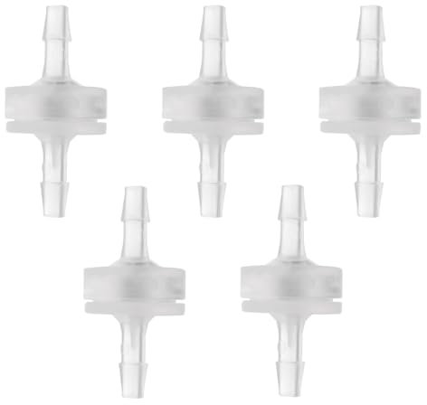 eMagTech 5 Stück 1/8 Zoll (3mm) Einweg-Rückschlagventil 30,6x14,9mm PP Rückschlagventil für Wasser Heizöl Luft Gas Pneumatische Systeme