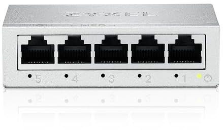Zyxel Switch a 5 Porte Gigabit Non Gestito | Ethernet Splitter | Montaggio a Parete o da Tavolo [GS-105B v5]