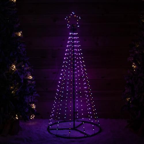 Samuel ALEXANDER 1.4m Light up Christmas Pyramid Cone Tree with 308 Multi-Action Rainbow LEDs