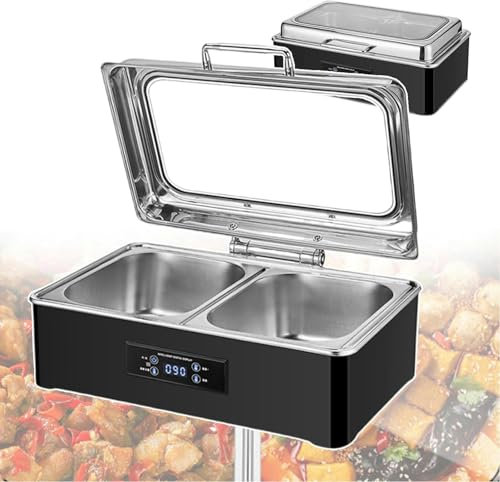 AFLEPCBRQ Electric Chafing Dish Food Warmer 500W Buffet Heater, Hot Food Warmer Stainless Steel for Easy Cleaning, Warming Tray Buffet Stove for Commercial and Home Party, Banquets,2-grid