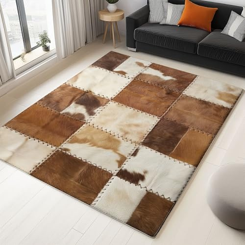 Patchwork Teppich Dunkelgelb 120 x 180 cm – Moderner Teppich für Wohnzimmer, Esszimmer & Außenbereich – In- & Outdoor im Design-Look