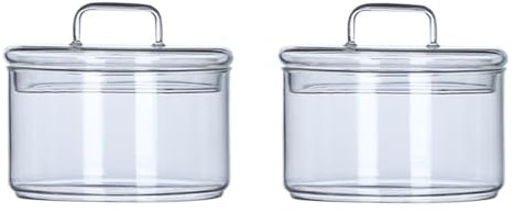 GIYXHU Insalatiera Ciotola in Vetro Resistente al Calore da 2 Pezzi con Coperchio Ciotole for Macedonia Rotonde impilabili Contenitore Trasparente for Alimenti da Cucina