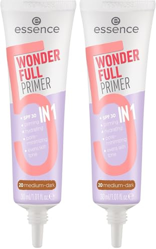 Essence Cosmetics Wonder Full Primer Viso 5 in 1, Idratante, Opacizzante, Curativo, Opaca, 30 ml (Confezione da 2)