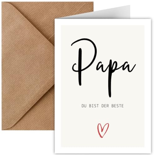 Karte Papa Du bist der Beste | Glückwunschkarte zum Vatertag oder Herrentag inkl. Briefumschlag | Glückwunschkarte Geburtstag Vater DIN A6 Format | Vatertagskarte (Klappkarte Papa der Beste)