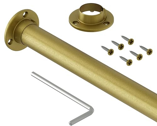 ARTEST Garderobenstange Serie Classic 25x1.5 mm 100 cm- gold mat -Kleiderstange Wandmontage, Einfache Kleiderstange Für Schrank, Ideal Für Ästhetische Schrank Systeme