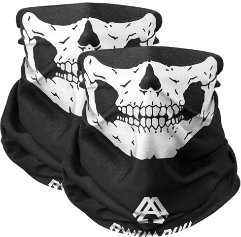 Awumbuk Multifunktionell Halsduk, Svart Ansiktsmask, Canvas Material (vit)