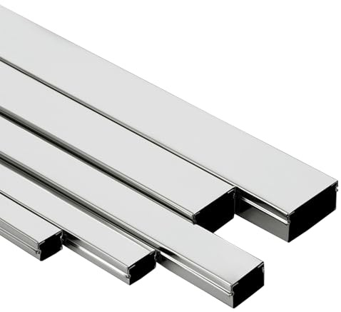 RSBFER Canalina passacavi in ​​Acciaio Inox da 1 m, Copertura passacavi in ​​Metallo per Pavimento, Impermeabile e antiruggine per Negozi, palestre,80x40x0.8mm