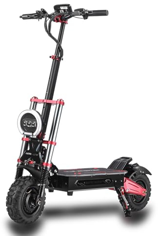 HWWH S5 Offroad Elektroroller Erwachsene Offroad Scooter Schneller NFC Startet 11 Zoll 3 Einstellbare Geschwindigkeiten Doppelmotor Doppelte Hydraulische Federung 200 KG Tragkraft 120KM Reichweite