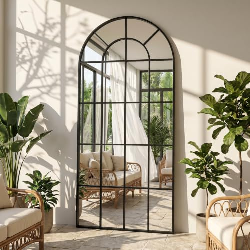 BEAUTYPEAK 180x76 cm Großer Standspiegel, Dekorativer Ganzkörperspiegel | hängend oder lehnend an die Wand, Groß Wandspiegel mit Ständer für Schlafzimmer, Wohnzimmer oder Ankleidezimmer, Home Decor