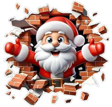 Weihnachtsmann Wandaufkleber - Weihnachtsmann Wanddurchbruch Weihnachtssticker Deko,Weihnachtsaufkleber,Für Fliese Zuhause Party Wohnzimmer Badezimmer Küche Büro Schule Feiertag