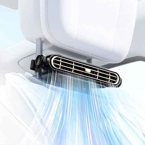 ViSSKO 2026 Ventilador para Reposacabezas de Coche, Invisible para Asiento, USB Portátil con 3 Velocidades Ajustables para la Mayoría de Coches, Jeep, Furgoneta, RV y Camión