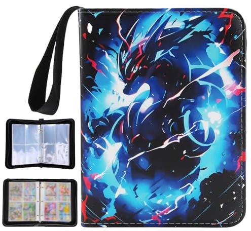 shallyong Raccoglitore Carte 400, Album Carte Collezionabili 4 Tasche (G4) | 50 Pagine Capacità 400 Carte, Album Porta Carte con Cerniera, PU Impermeabile, Regalo per Collezionisti e Bambini