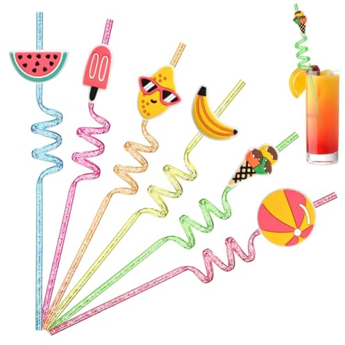 DWNSKR 6 unidades Pajitas para reutilizables con cepillo de paja pajitas de cumpleaños pajitas de plástico coloridas como suministros de fiesta para cumpleaño