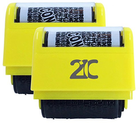 21C Identity Theft Protection Roller Stamp (2 Pack) ID Security Stamp 1.5 Inch Wide Yellow