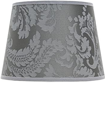 Abat-jour E14 Ø19,5cm en tissu floral motif floral gris argenté conique pour lampes de table look vintage abat-jour de remplacement pour lampes de chevet