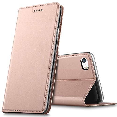 Verco Etui pour Apple iPhone SE, Coque Pochette Portefeuille pour Housse iPhone 5S / 5 avec Magnétique Fonction Wallet - Rose