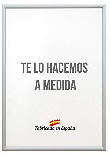 Marco a Medida para Fotos, póster, Puzzles, láminas, Diplomas y orlas. Cuadro Modelo 412-16 en Aluminio Plata Mate, con Cristal metacrilato 1.5 mm y Trasera Antihumedad. 37x47 cm
