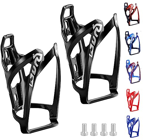 Suruid Porte Bidon Velo, Porte Gourde VTT, Porte-Bouteille Vélo de Route, Porte-gobelet Léger et Solide pour Le Cyclisme,en Plein Air - 2 Pack (Noir)