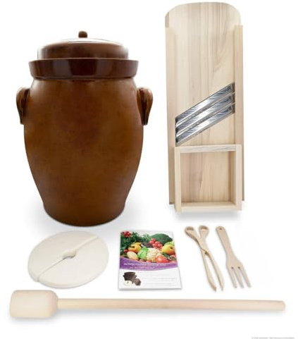K&K Keramik K&K Gärtopf-Set [Form 2] mit umfangreichem Zubehör in unterschiedlichen Größen (26 Liter)