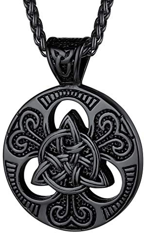 FaithHeart Colgante Triqueta Collar Celta Hombre Acero Inoxidable 316L Lazo de Bruja Colgante Brujería Amigo Joyería Culturismo Espiritual Irlandés