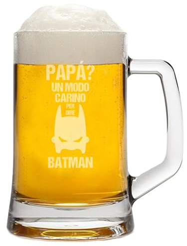 bubbleshirt Boccale da Birra Incisione papà - papà Un Modo Carino per Dire Batman - Idea Regalo papà - Bicchiere in Vetro Chiaro, ca 50cl
