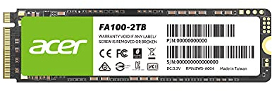 Acer FA100 PCIe 3.0 NVMe SSD 2 to : Vitesse de Lecture Jusqu’à 3300 Mo/s, Disque Dur Interne Gen3x4 M.2 2280 avec HMB et SLC – Disque SSD de Jeu pour Ordinateur Portable/de Bureau