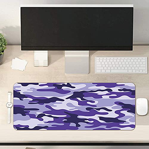 Printed Camouflage Size 30 cmX80 cm Large Mouse pad Gaming Mouse mat Non Slip Waterproof PU Leather Base Desk mat Black for Mouse Mice Mousepad… (30 cmX80 cm, 12.Purple Camouflage)
