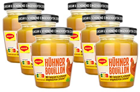 MAGGI Hühner Bouillon, pastöse Hühnerbrühe im Glas, schonend eingekocht, sofort verwendbar & frei dosierbar, 6er Pack (6 x 160g)