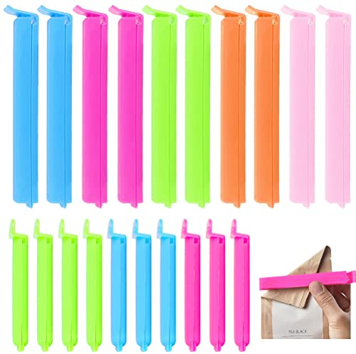 Yafe 20 Pcs Bag Clips for Food Storage, 2 Sizes Food Clips, Multicolor | Abs Plastic, Reusable Sealing Clips, Fridge-Safe, For Snacks, Coffee, Freezer And Sandwich Bags