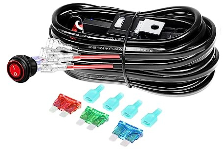Willpower Kabelbaum Kabelsatz für LED Arbeitsscheinwerfer Lichtleiste 12V | 40A Relais Adapter 18AWG Ein-/Aus-Kippschalter für 2 Lampe, Balken, für KFZ Offroad Auto Traktor ATV LKW 4x4