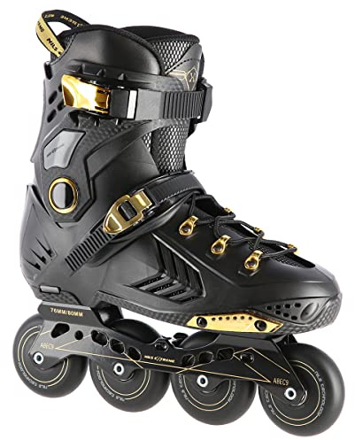 Nils Extreme Patines en línea para hombre y mujer - Rodamientos ABEC9 - Adultos - Ruedas 85A - Tamaño 39 - Negro y oro - NA20002
