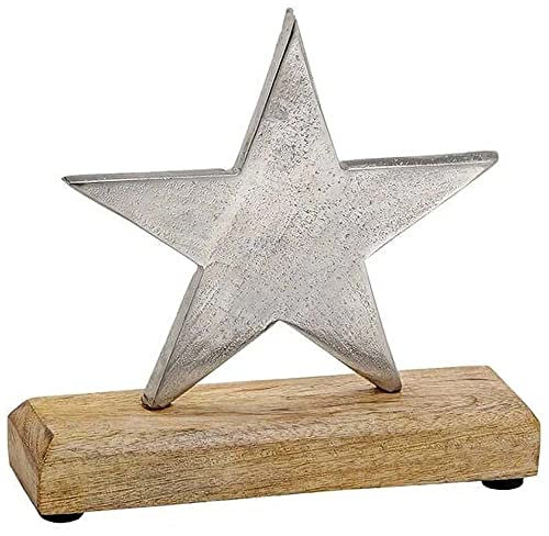 Goldschmidt Aufsteller Stern aus Metall und Holz | Weihnachtsstern Weihnachtsdeko | Deko selbststehend
