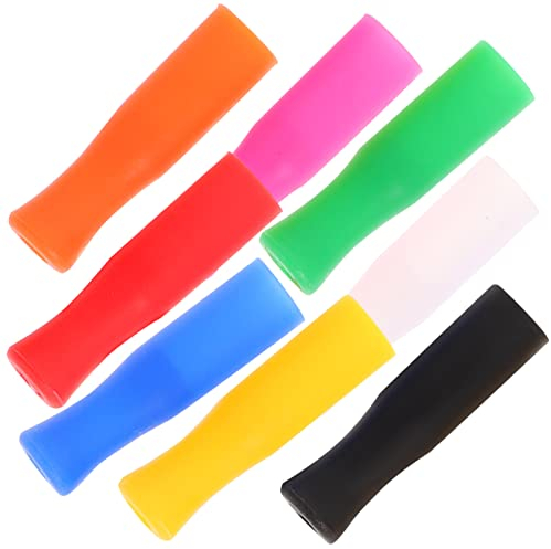 FOMIYES 8Pcs Punte di Cannuccia Riutilizzabili in Silicone Punte di Cannuccia in Acciaio Inossidabile Copri Punte in Silicone Boccagli Anti-Scottatura di Metallo Riutilizzabili