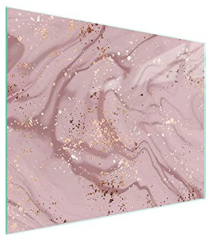 DarHaus Herdabdeckplatte 52x40 cm 1-teilig Ceranfeldabdeckung Induktion Herdschutz Spritzschutz Glasplatte Deko Schneidebrett aus Gehärtetem Glas, Marmor Rosa