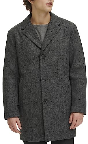 Dockers Men's Henry Wool Blend Top Coat, Herringbone (Without Bib), Large